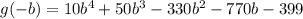 g(-b)=10b^4+50b^3-330b^2-770b-399