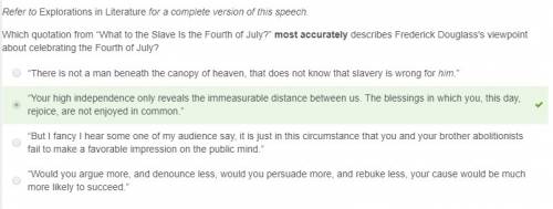 Which quotation from “what to the slave is the fourth of july? ” most accurately describes frederick