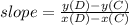 slope =  \frac{y( D) - y( C)  }{x( D) - x( C) }  \\