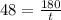 48 =  \frac{180}{t}  \\