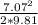 \frac{7.07^2}{2*9.81}