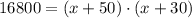 16800 = (x+50)\cdot (x+30)