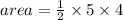 area =  \frac{1}{2}  \times 5 \times 4