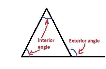 What is the name of an angle that is formed by one side of a triangle and the extension of an adjace