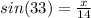 sin(33) = \frac{x}{14}