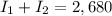 I_1 + I_2 = 2,680