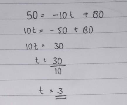 50=-10t+80 solve for t