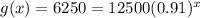 g(x)=6250=12500(0.91)^{x}