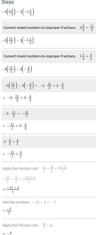 Simplifying Rational Number Expressions (with all four operations)
-3(3 2/3)+-3(-1 1/3)