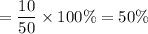 =\dfrac{10}{50}\times100\%=50\%