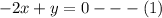 - 2x + y = 0 -  -  - (1)