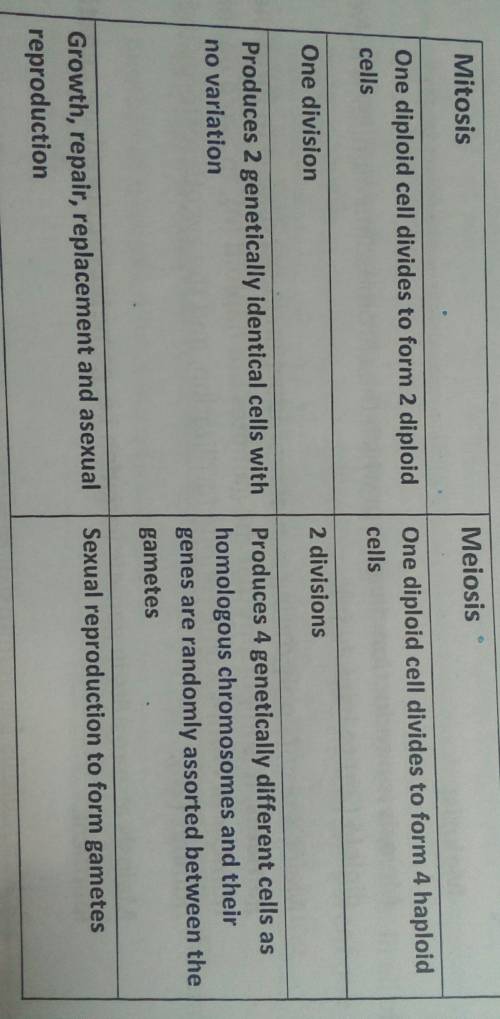 Will give brainliest compare and contrast meiosis and mitosis