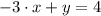 -3\cdot x +y = 4