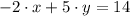 -2\cdot x +5\cdot y = 14