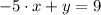 -5\cdot x + y = 9