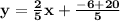 \mathbf{y = \frac 25x + \frac{-6 + 20}{5}}