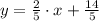 y = \frac{2}{5}\cdot x +\frac{14}{5}