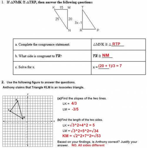 Unit 4 Test, Part 2: Congruence and Constructions

(Answers that are commented just for points will