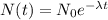 N(t)=N_{0}e^{-\lambda t}