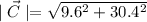 \mid \vec C\mid=\sqrt{9.6^2+30.4^2}