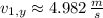 v_{1,y} \approx 4.982\,\frac{m}{s}