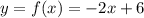 y=f(x)=-2x+6