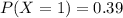 P(X = 1) = 0.39