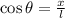 \cos \theta = \frac{x}{l}