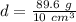 d=\frac{89.6 \ g }{10 \ cm^3}