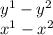 y^{1} - y^{2} \\      x^{1} - x^{2}