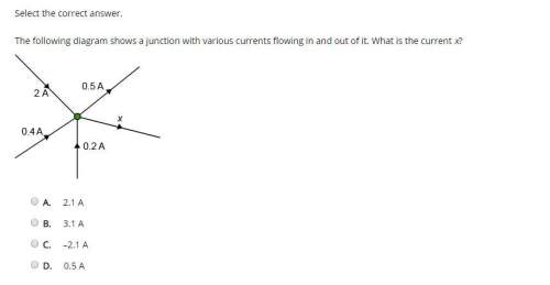 The following diagram shows a junction with various currents flowing in and out of it. what is the c