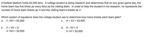 Afootball stadium holds 52,000 fans. a college student is doing research and determines that on any