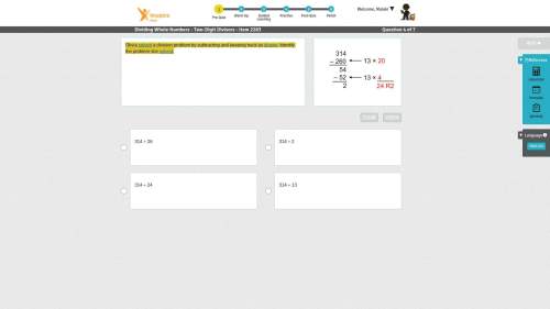 Olivia solved a division problem by subtracting and keeping track as shown. identify the problem she