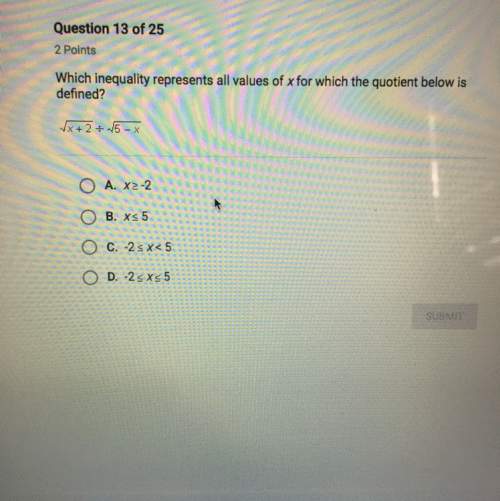 Which inequality represents all values of x for which the quotient below is defined? the problem is