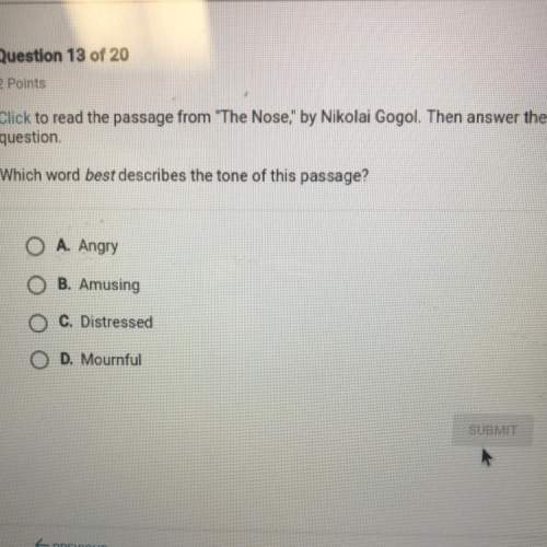 click to read the passage from "the nose," by nikolai gogol. then answer the question