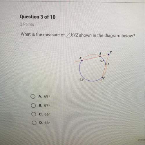 What is the measure of xyz shown in the diagram below?