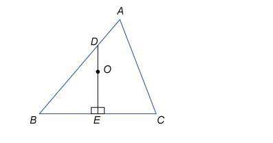 Select the correct answer from each drop-down menu. in triangle abc, de is the perpendicular b