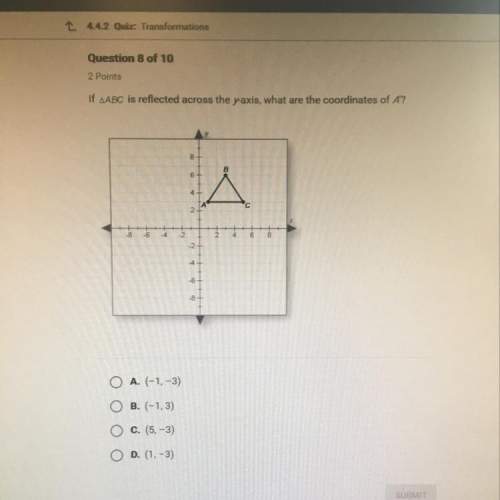 If aabc is reflected across the yaxis, what are the coordinates of a?  i need the