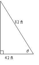 Find θ in the triangle. round to the nearest degree. a.. 45º b. 59º c.