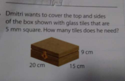 Dmitri wants to cover the top and sides of the box shown with glass tiles that are 5mm square.how ma