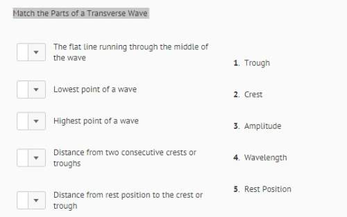 Match the parts of a transverse wave question 4 options: