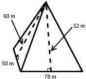 What is the total surface area of this rectangular pyramid?  square meters