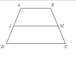 Segment lm is the midsegment of trapezoid abcd. ab= x + 8, lm = 4x + 3, and dc = 187. what is the va