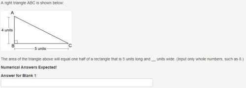 Aright triangle abc is shown below:  a right triangle abc with height ab labeled 4 units