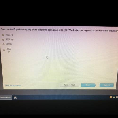 Suppose that p partners equally share the profits from a sale of $3,6000 .which algebraic expression