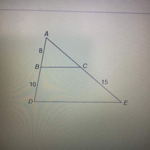 Bc is parallel to de.  what is ac?