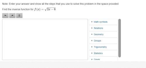 Find the inverse function for f(x)=sqrt2x-6 picture below