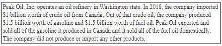 Under the output expenditure model of determining gross domestic product, what value did peak oil co