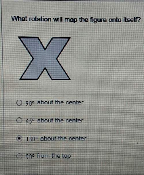 What rotation will map the figure onto itself?