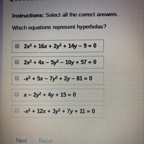 Which equations represent hyperbolas?